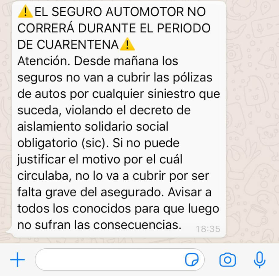 Mensaje de Whatsapp falso sobre Superintendencia de Seguros de la Nación | Desmiento  es un portal de noticias sobre actualidad política, económica y social argentina, de la Provincia de Buenos Aires y sus municipios.