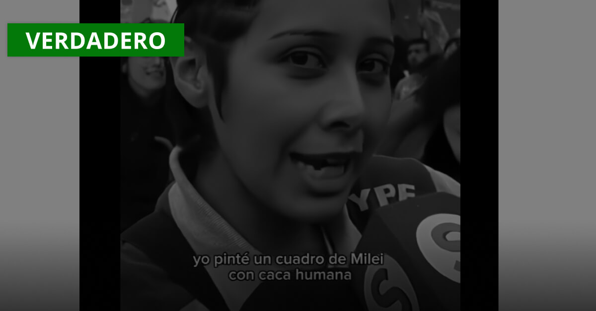 Estudiante aseguró que pintó un retrato de Milei con materia fecal